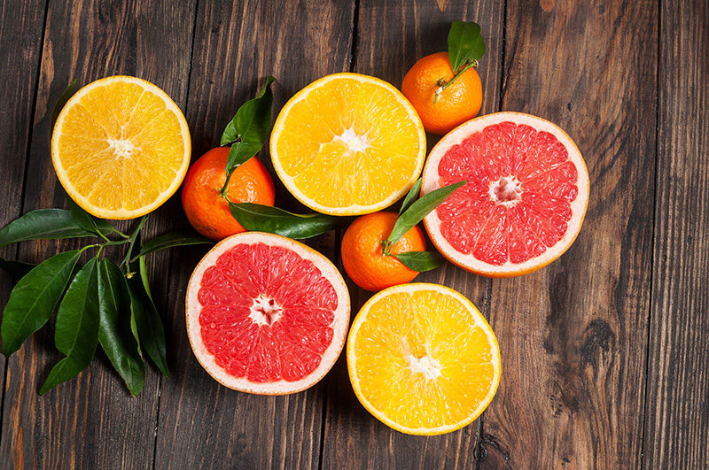 a closeup of yellow grapefruit