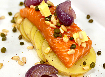 Salmon in Parchment with Capers and Cipollini Onions