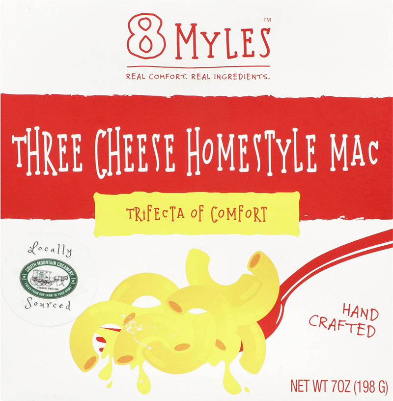 The Dr. Gourmet tasting panel reviews the Three Cheese Homestyle Mac from 8 Myles