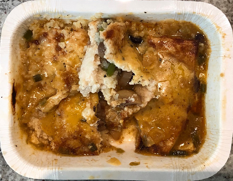 the Vegetable Enchilada Bake from Cali'flour Foods, after cooking