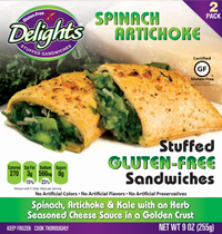 Spinach Artichoke Delights Gluten-Free Stuffed Sandwiches reviewed by Dr. Gourmet