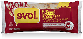 The Dr. Gourmet tasting panel reviews the Spicy Uncured Bacon & Egg Burrito from evol Foods