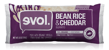 Dr. Gourmet reviews the Beans, Rice & Cheddar Burrito from evol Foods