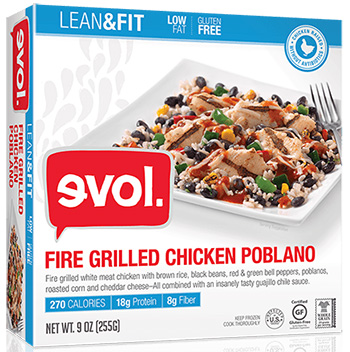 Dr. Gourmet reviews the Lean & Fit: Fire Grilled Chicken Poblano from evol Foods