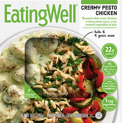 Dr. Gourmet reviews the Creamy Pesto Chicken meal from EatingWell