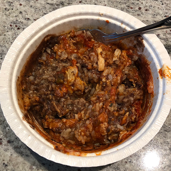 the Chicken Black Bean bowl from Good Food Made Simple after microwaving