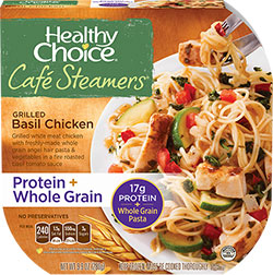 Dr. Gourmet reviews the Grilled Basil Chicken from Healthy Choice's Cafe Steamers line