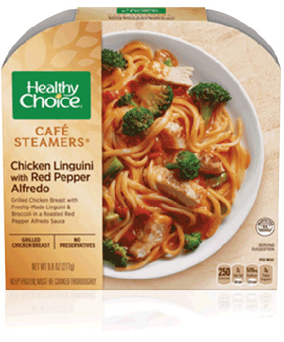 Dr. Gourmet reviews the Chicken Linguine with Red Pepper Alfredo from Healthy Choice