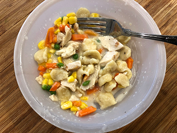 the Crustless Chicken Pot Pie from Healthy Choice, as cooked