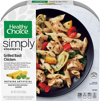 the Dr. Gourmet tasting panel reviews the Grilled Basil Chicken from Healthy Choice's Simple Steamers line