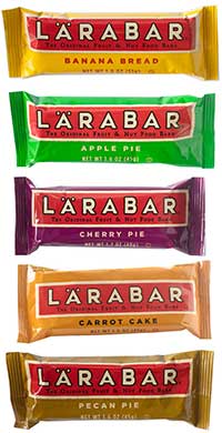 Larabars: Banana Bread, Apple Pie, Cherry Pie, Carrot Cake, and Pecan Pie flavors reviewed by Dr. Gourmet