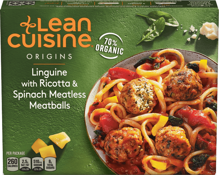 Dr. Gourmet's team reviews the Linguine with Ricotta & Spinach Meatless Meatballs from Lean Cuisine