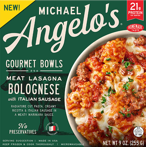 the Dr. Gourmet tasting panel reviews the Meat Lasagna Bolognese Bowl from Michael Angelo's