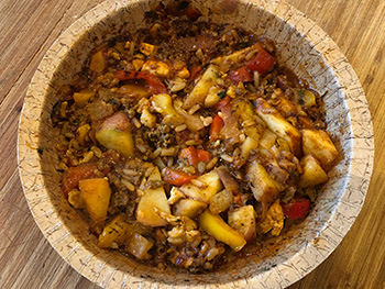 Dr. Gourmet reviews the Chicken and Chorizo Taco Bowl from Frontera Foods by Rick Bayless - a photograph of the actual meal