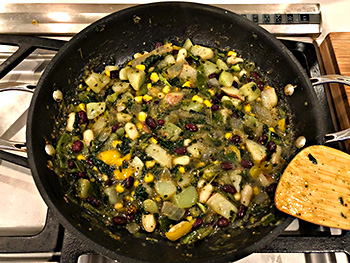 Rick Bayless' Veggie and Bean Taco Skillet, after cooking