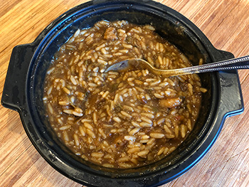 The Shrimp & Okra Gumbo from Richard's Cajun Favorites, after microwaving