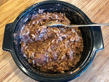 here's what the Red Beans & Sausage meal from Richard's Cajun Favorites actually looks like