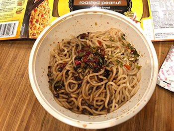 Simply Asia's Roasted Peanut Noodle Bowl after assembly and cooking