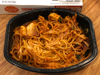 the Chicken Pad Thai from Saffron Road Foods, as cooked