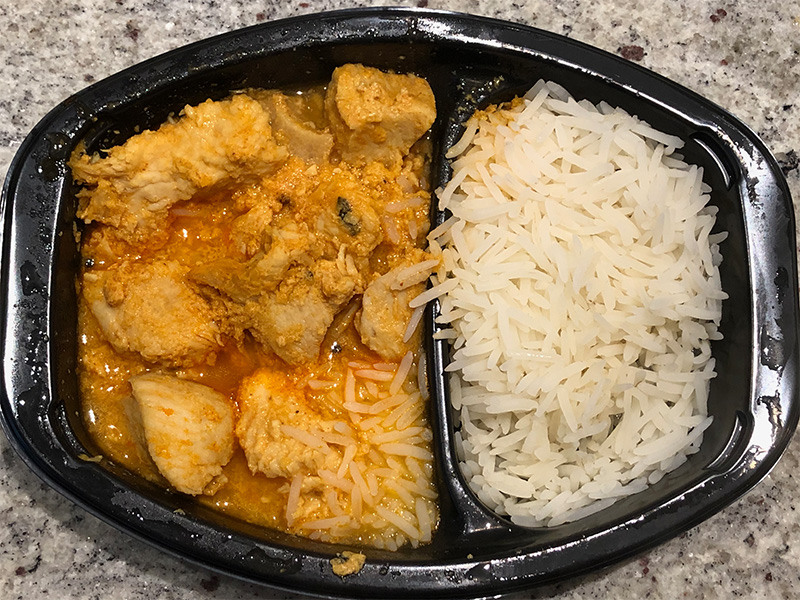 the Chicken Coconut Curry from Sukhi's after microwaving