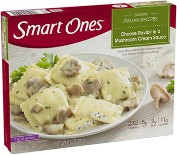 the Dr. Gourmet tasting panel reviews the Weight Watchers' Smart Ones Cheese Ravioli in a Mushroom Cream Sauce