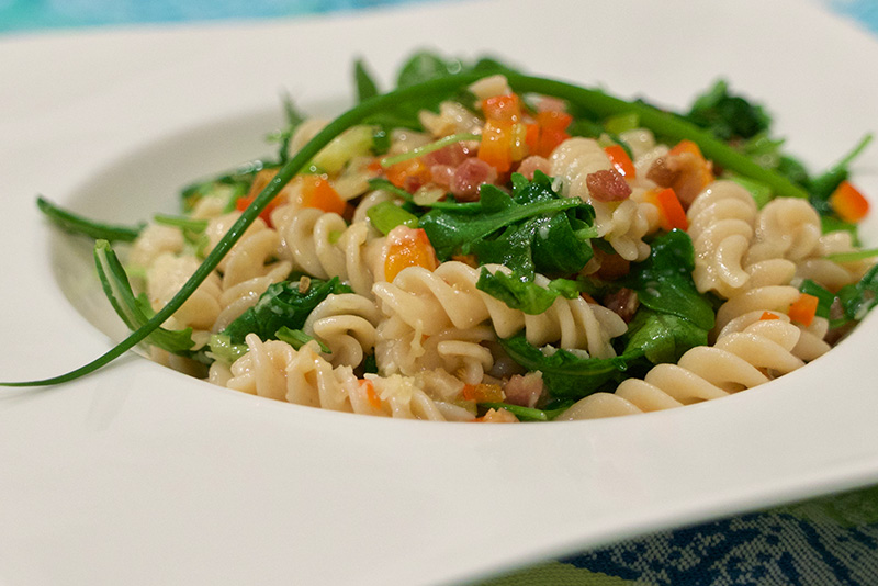 Fusilli with Bacon and Arugula