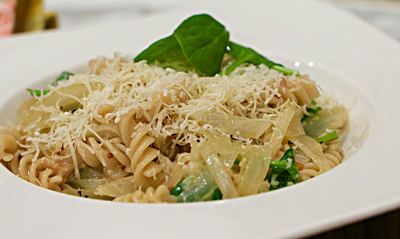 Fusilli with Sausage and Spinach