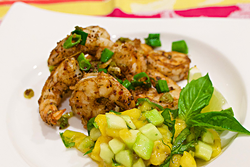 Jerk Shrimp with Cucumber Mango Salsa