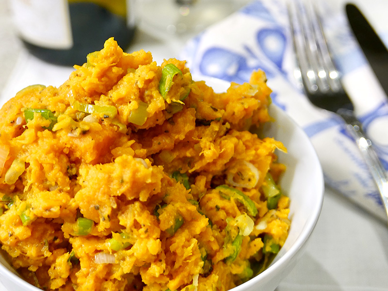 Mashed Yams with Green Onions and Sage