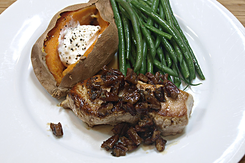 Pork Chops with Bourbon Pecan Sauce