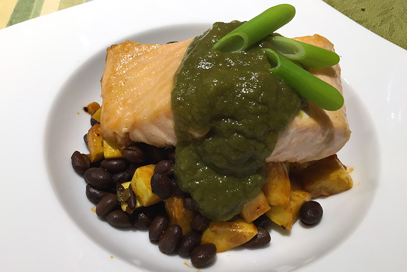 Salmon with Poblano Sauce