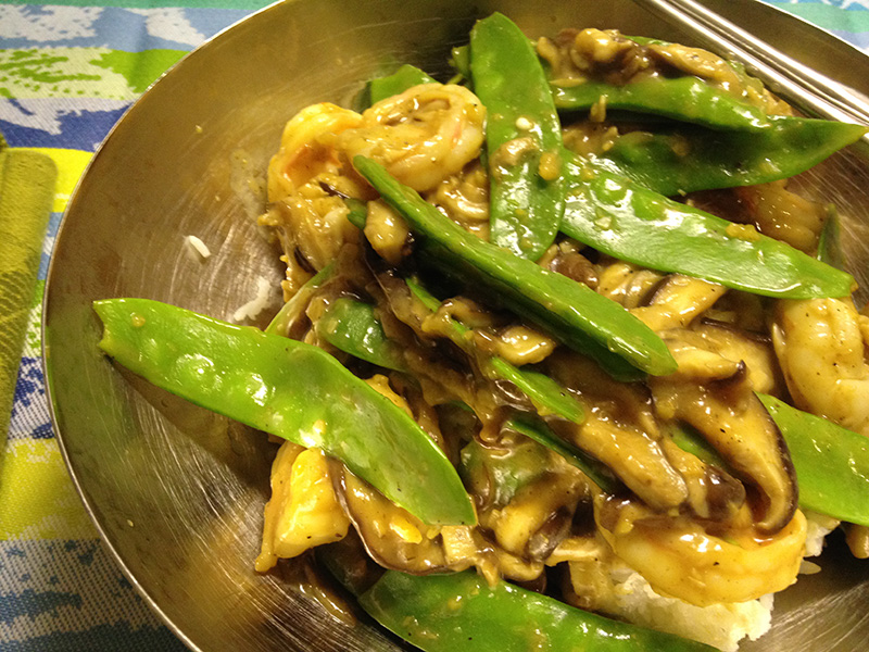 Shrimp with Snow Peas and Mushrooms