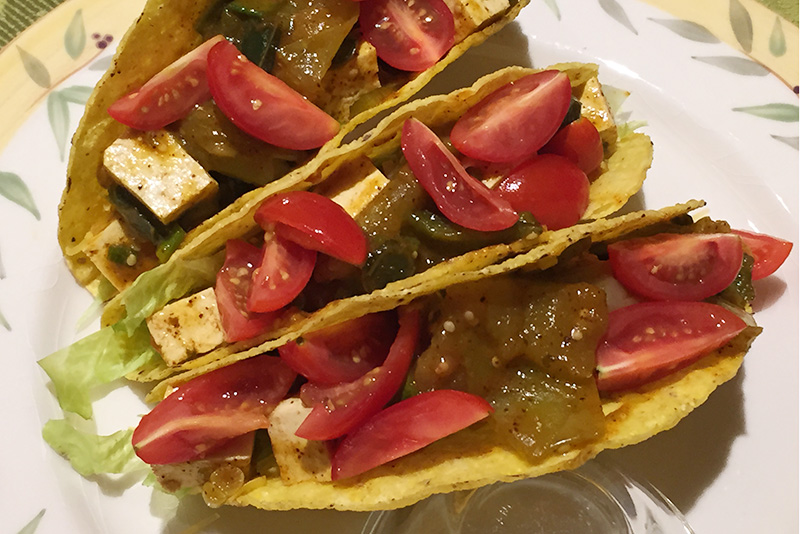 Tomatillo Tofu Tacos