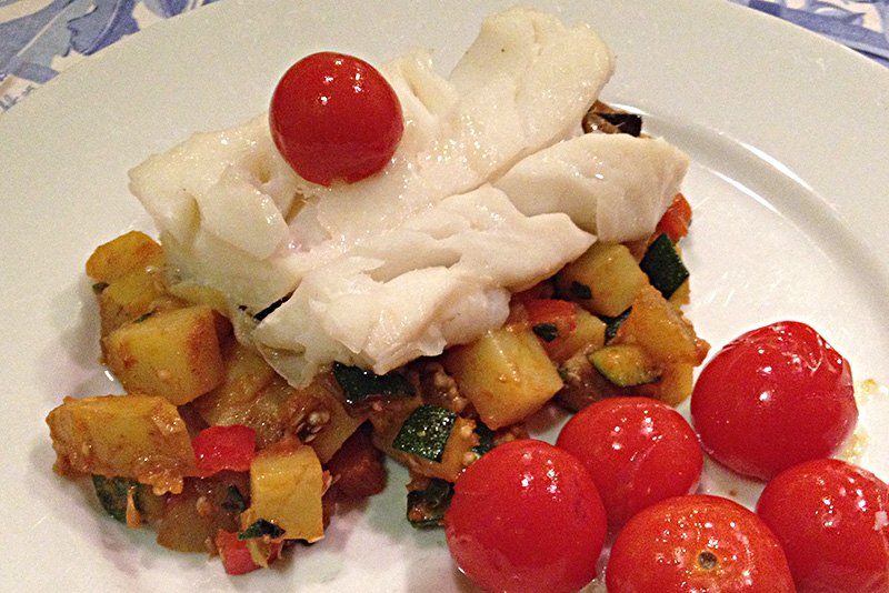 Roasted Whitefish with Quick Ratatouille