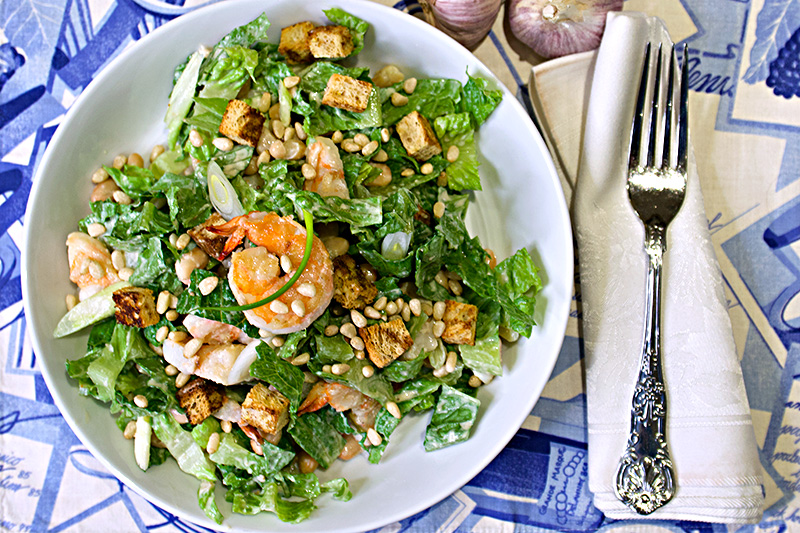 Chopped Caesar Salad with Shrimp