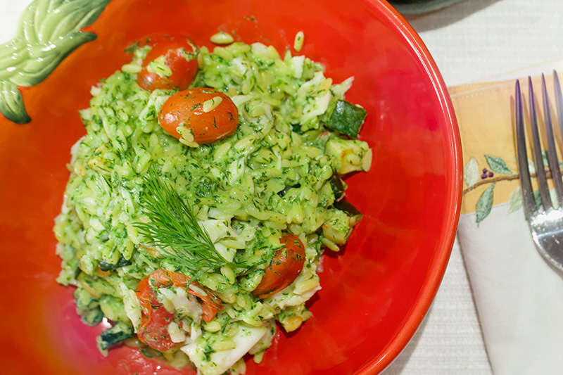 Halibut with Dill Pesto Orzo