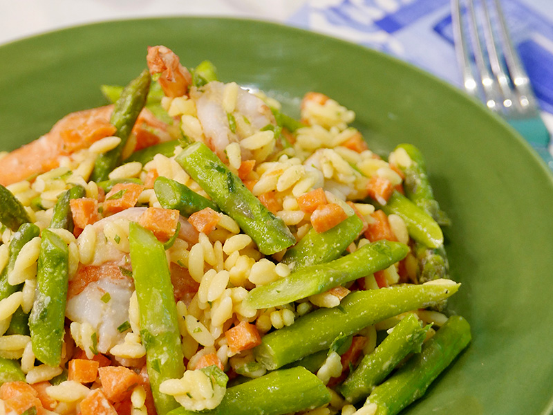 Shrimp Scampi Orzo Pasta Salad