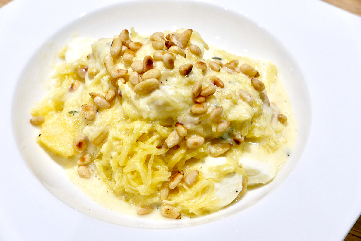 Spaghetti Squash with Mozzarella and Pine Nuts