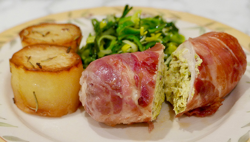 Chicken Ballotine with Leek and Pistachio