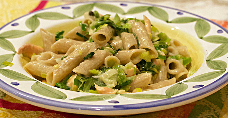 Creamy Leek Pasta with Salmon