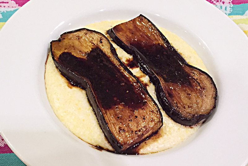 Balsamic Glazed Eggplant with Creamy Polenta