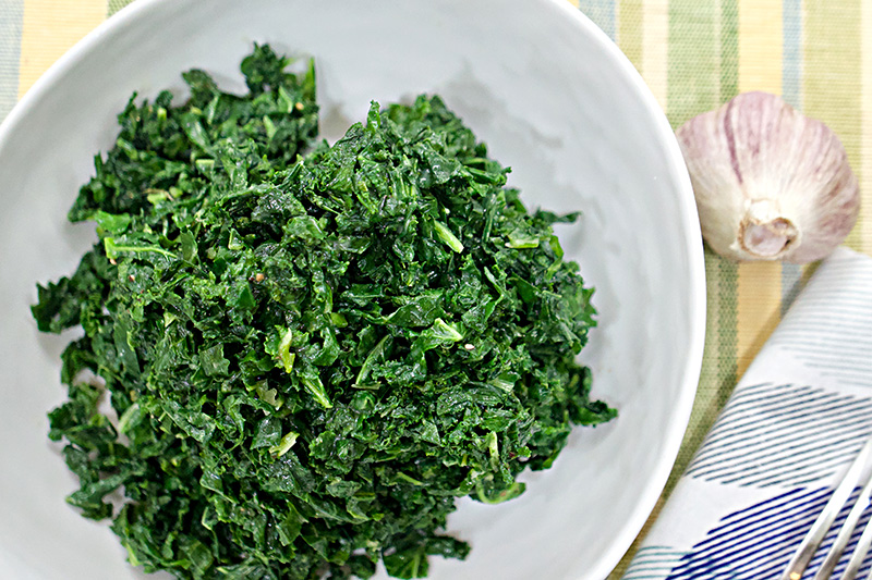 Kale with Roasted Garlic Cream