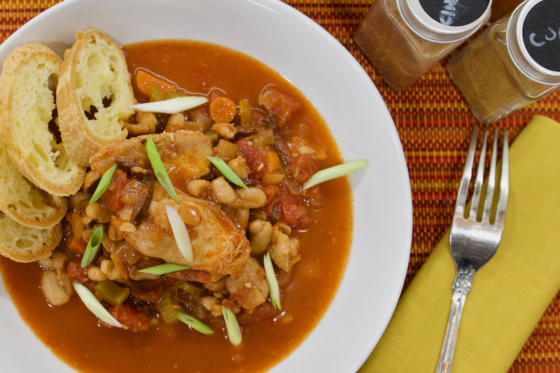 Spicy Braised Chicken Thighs with White Beans